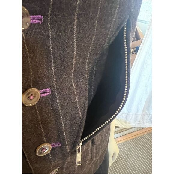 OOAK Al’s Attire North Beach Steam Punk Brown Pinstriped Many Zippers Vest S/M - Picture 8 of 11